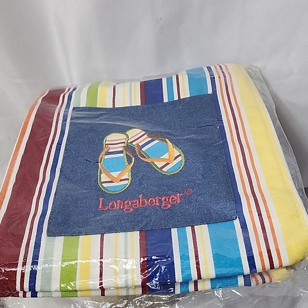 Colorful Longaberger Striped Small Tote Bag with Flip Flop Design New In Bag